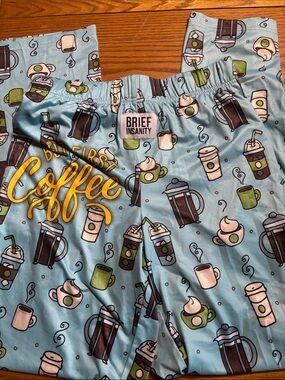 Brief Insanity Women’s Light Blue 'But First Coffee' Pajama Shorts